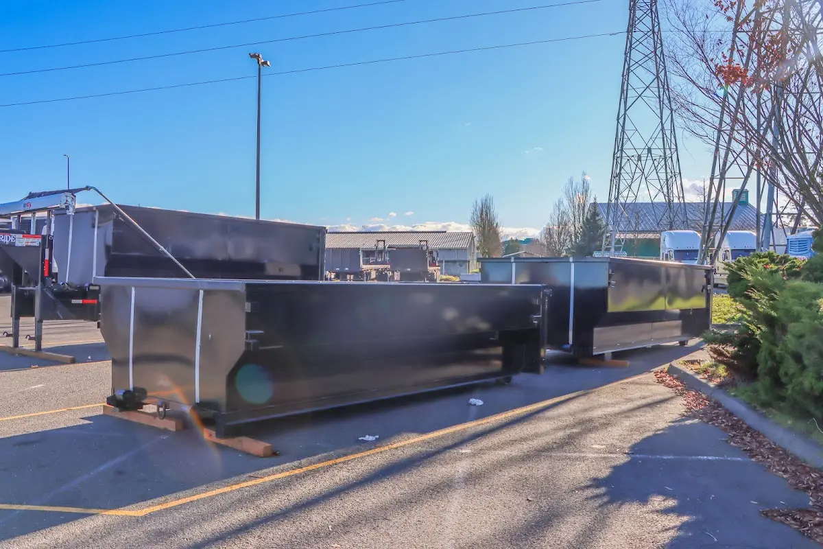 Roll-off dumpster ready for waste disposal at job site for 20 Yard Dumpster Rental in Oakdale